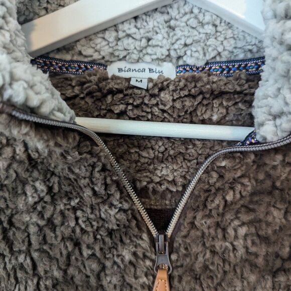 Bianca Women’s Sherpa Pullover Jacket | Brown 1/4 Zip | Size Medium - Picture 2 of 6